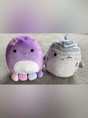 🌊 SEA LIFE BUNDLE! 10" Beula Octopus 🇨🇦🐙🌷& Sachie Whale Shark Squishmallows 🦈
